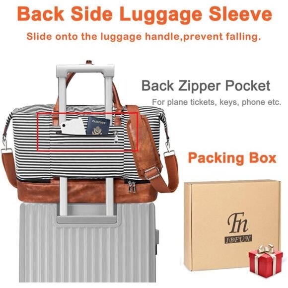 Weekender Bags for Women, 21" Weekender Travel Bag, Travel Duffle Bag Carry on - Picture 5 of 14